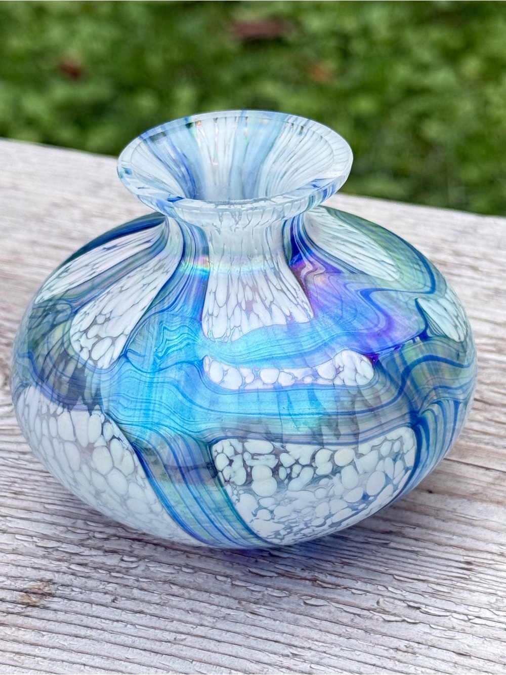 Vintage Irice Iridescent Swirl Art Bud Vase